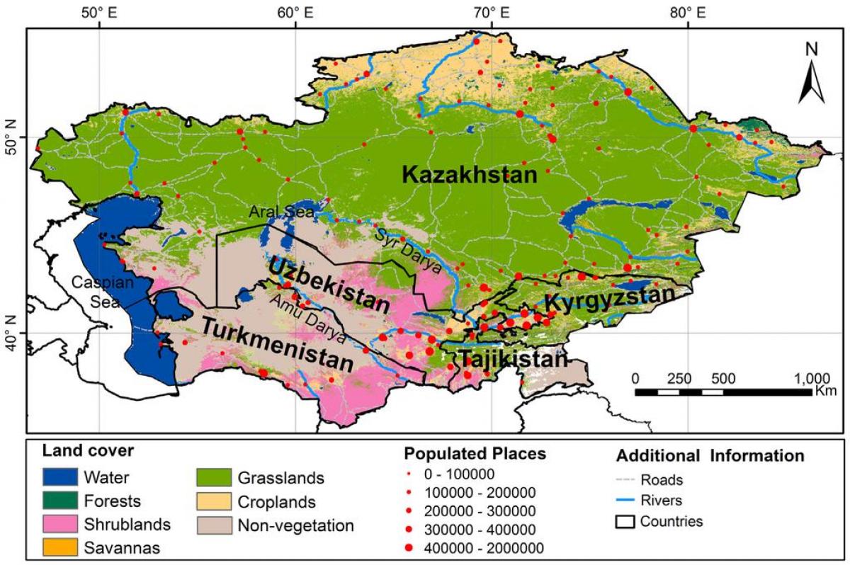 kartta Kazakstanin ilmasto