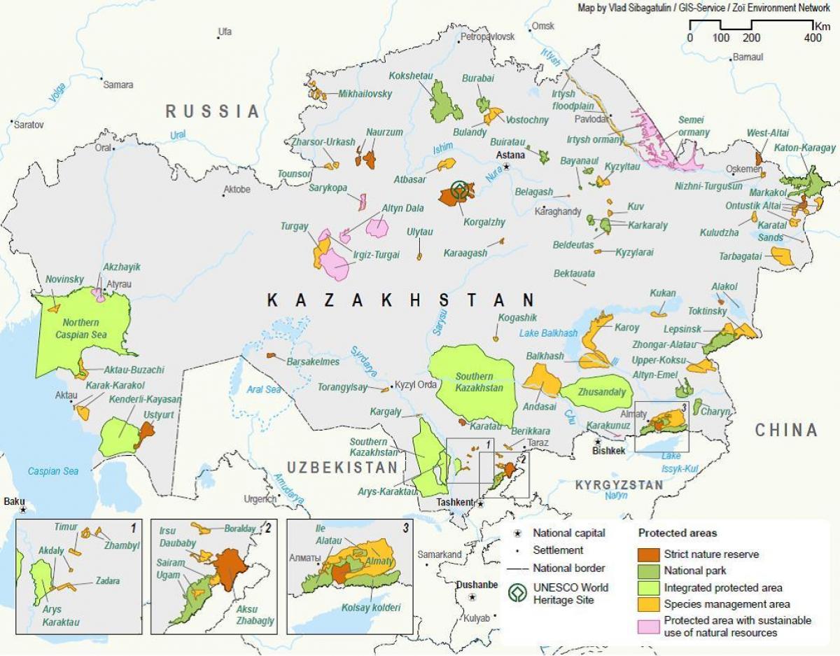 kartta Kazakstanin luonnonvarat