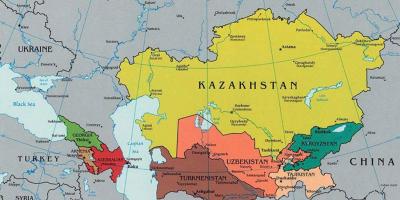 Kartta Kazakstanin ympäröivien maiden