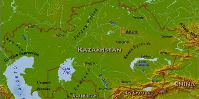 Kartta Kazakstanin fyysinen