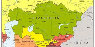 Kartta Kazakstanin kartta-aasiassa