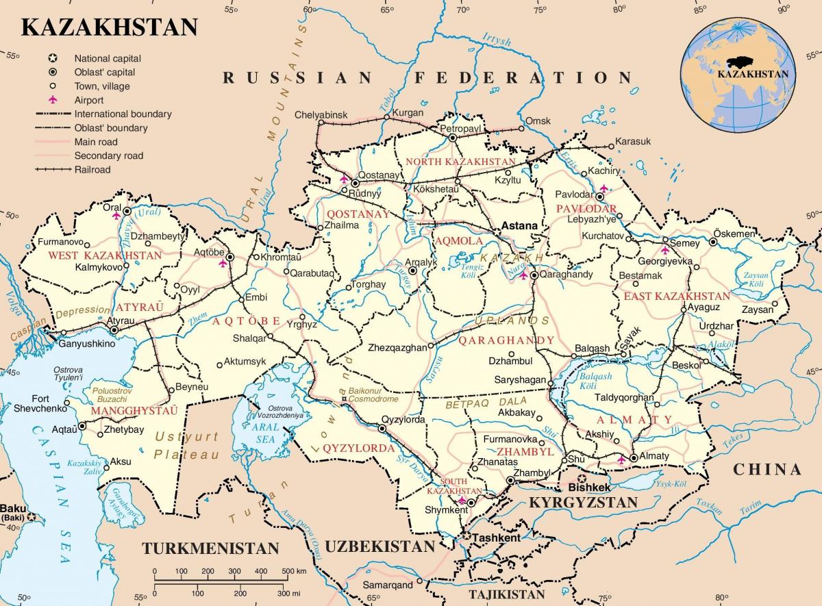 Kazakstan maa kartta