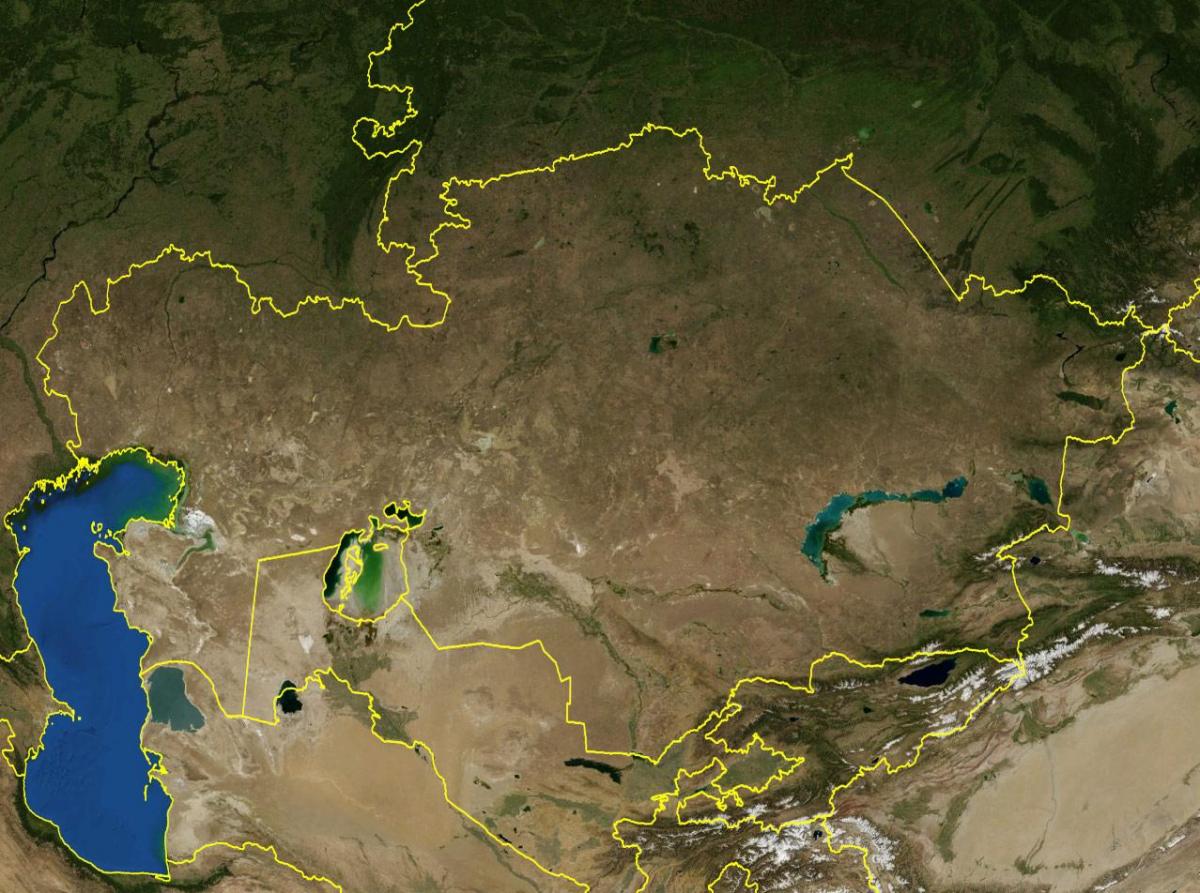 kartta Kazakstanin topografisia