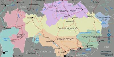 Kartta Kazakstanin alueilla